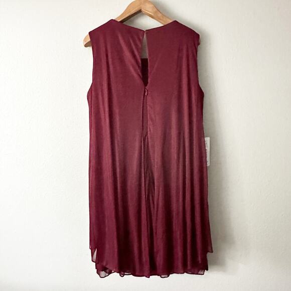 Azazie Viviana Cabernet A-line Fly Away Jewel Neck Dress Women's Plus Size 24 - Picture 11 of 14